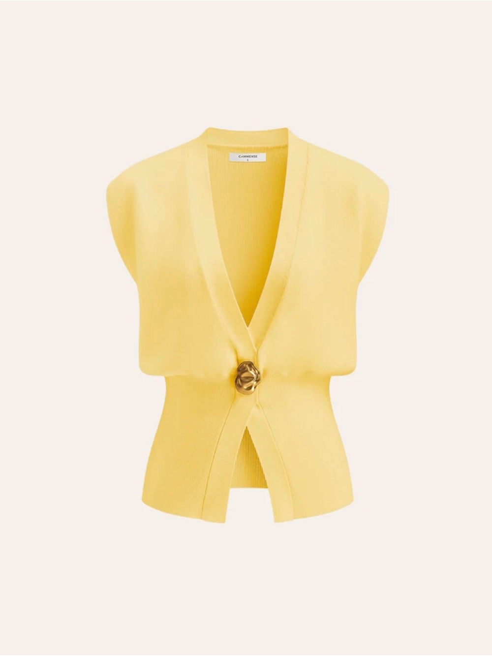 Commense Soft Yellow Knit Sleeveless Top